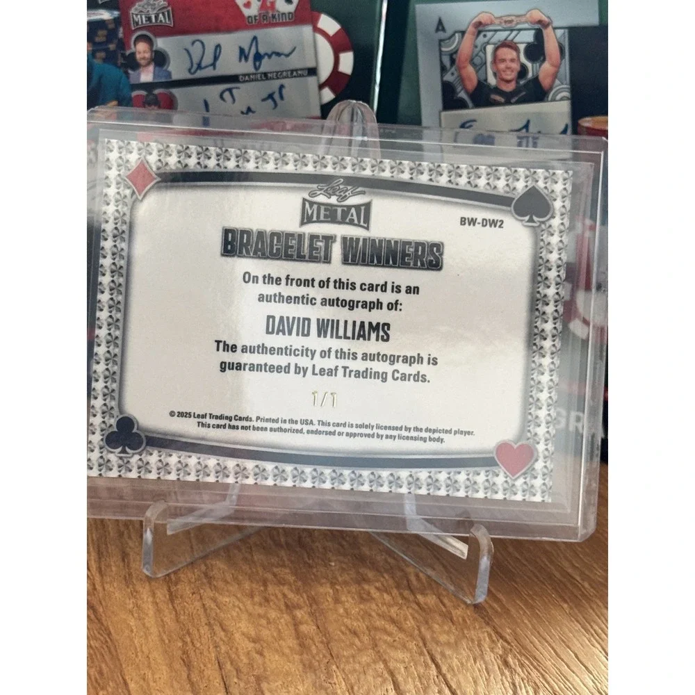 2025 Leaf Metal Poker David Williams Gold Bracelet Winners Auto 1/1 BW-DW2